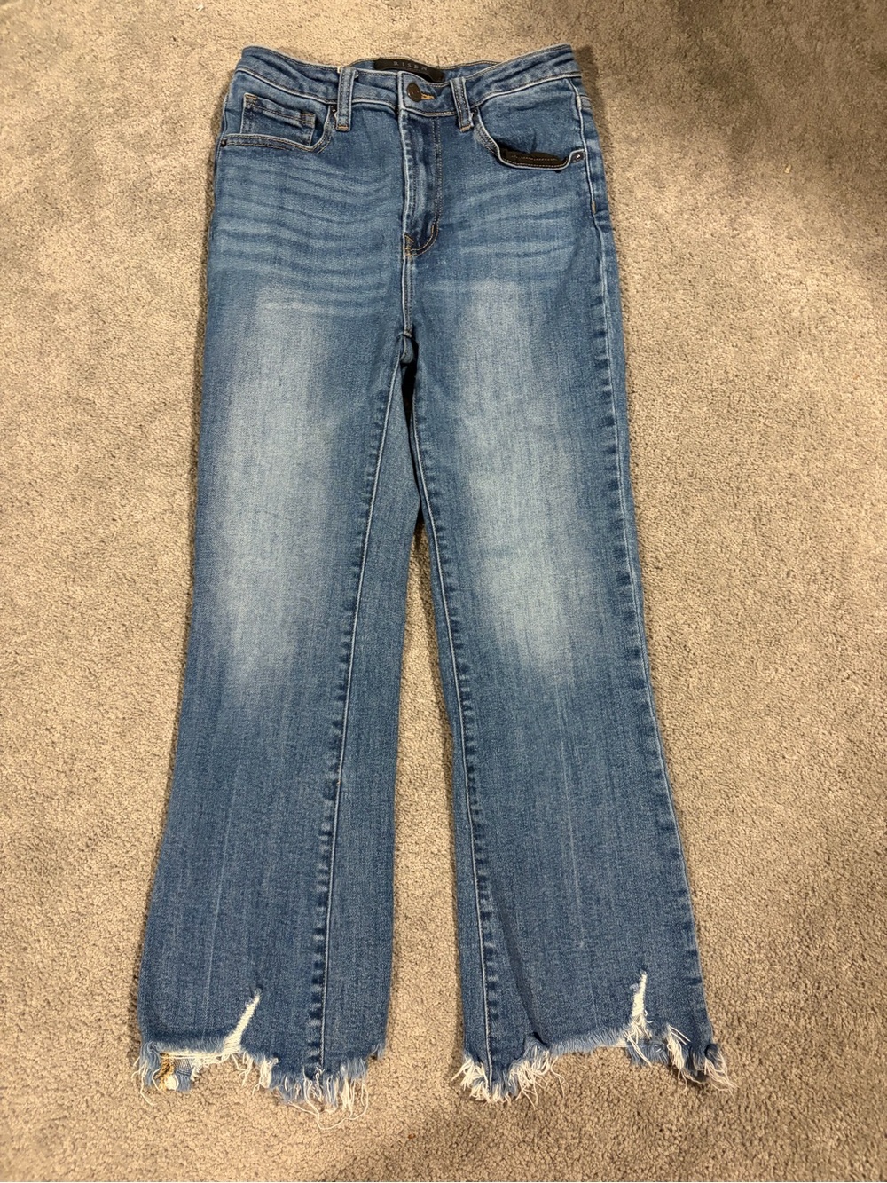 Light Blue Frayed Wide-Leg Jeans